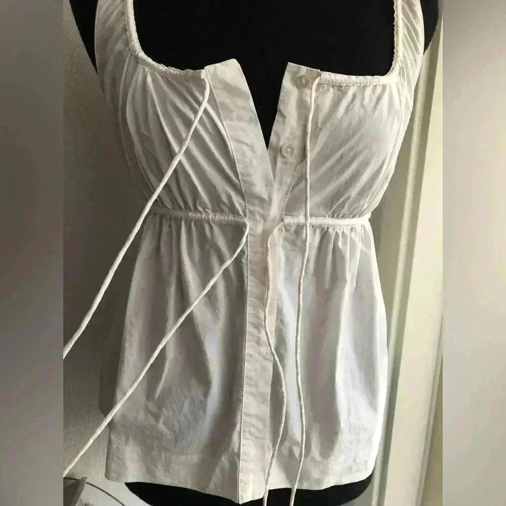 Rebecca Taylor Tie-Front Button-Down Baby Doll Tank Top - Picture 12 of 15